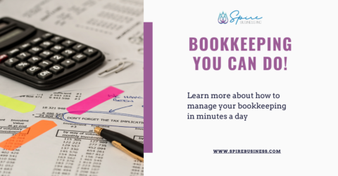 a table with bookkeeping tools