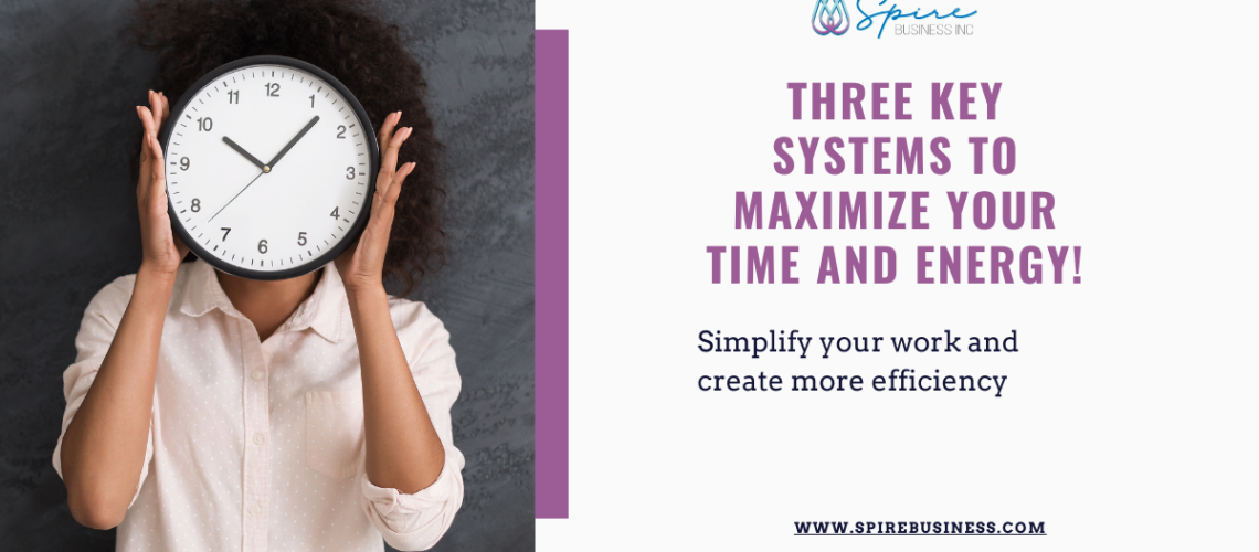 woman with a clock that emphasizing the three key systems to maximize your time and energy